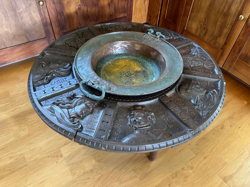 Antique Spanish Cocktail Table with Historical Motifs