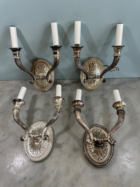 (X's 4) "Illuminated Elegance" Wired Silver Wall Sconces