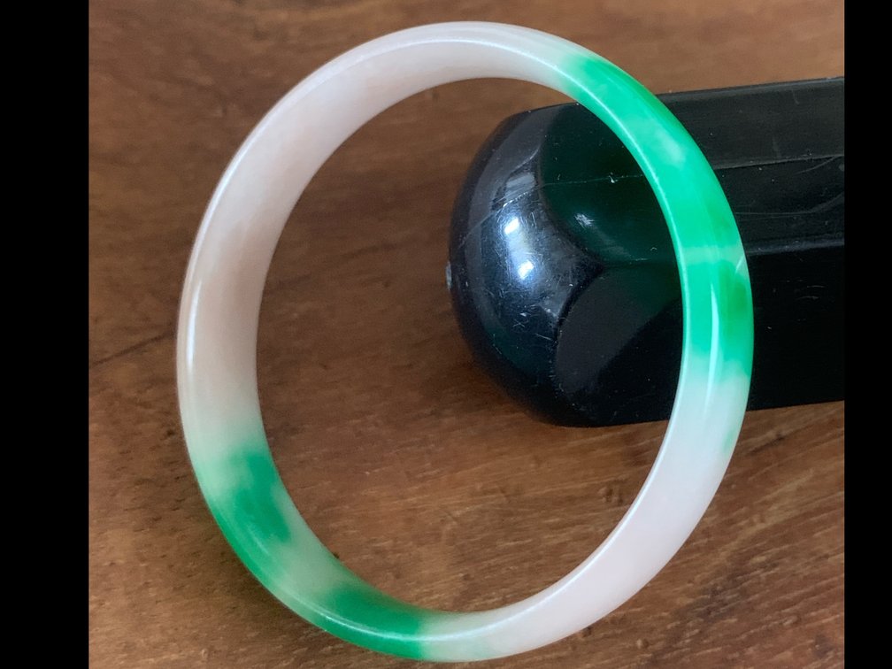 Pink & Green Jade Baby Bangle 9mm