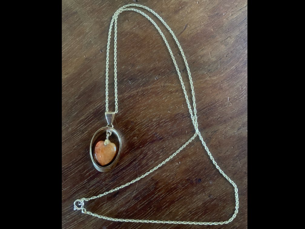 14k Solid Gold & Jade Heart Necklace