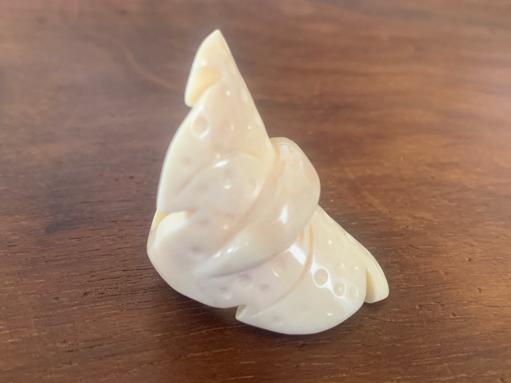 Philodendron Flower Carved Bone Ring Size 8