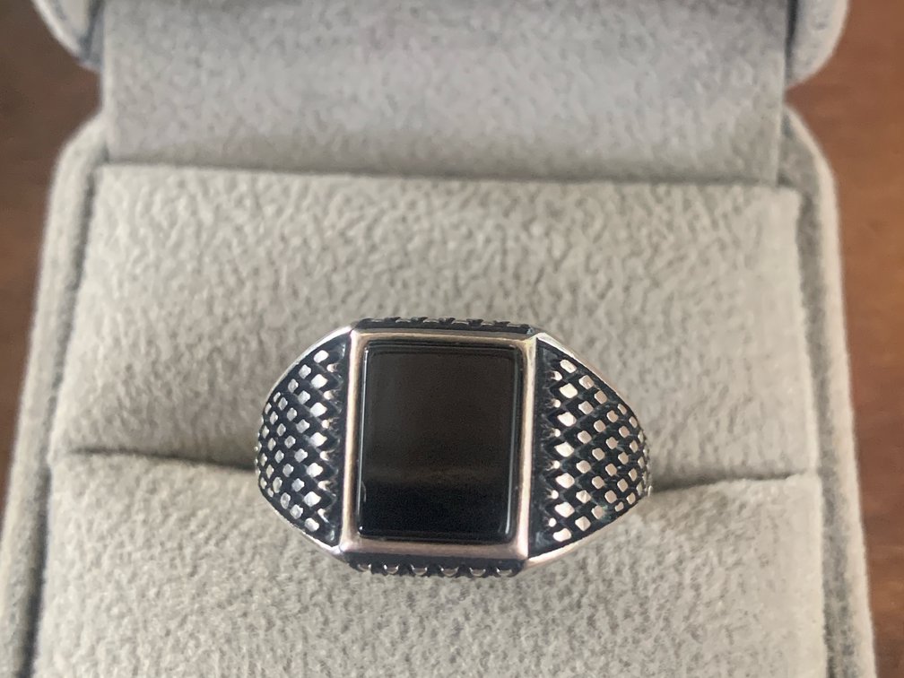 Sterling Silver & Black Onyx Ring Size 11