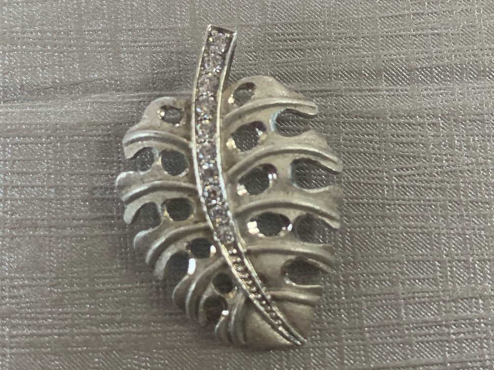 Sterling Silver & Cubic Zirconia Monstera Leaf Pendant