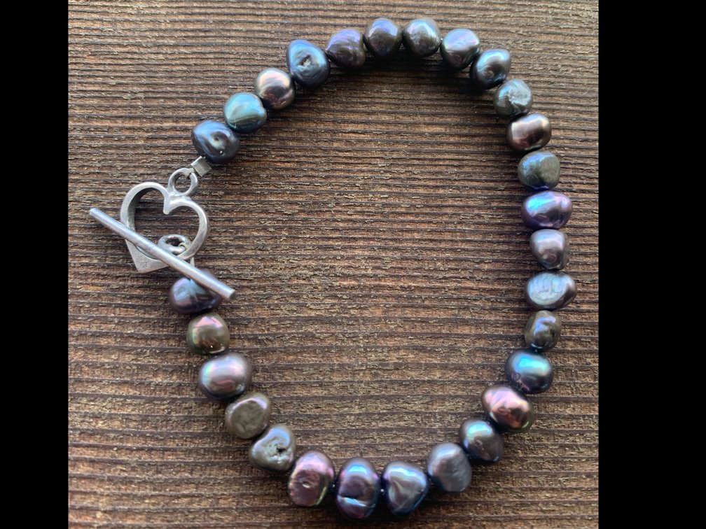 Pearl Bracelet W/ Sterling Silver Heart Clasp