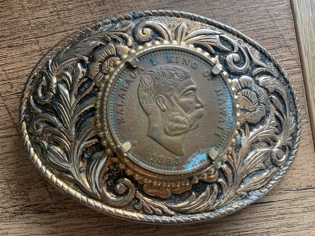 King Kalakaua Copy Coin w/ Belt Buckle