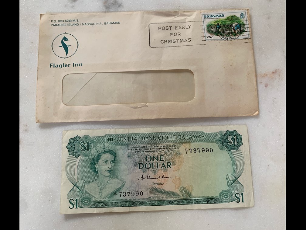 Bahamas $1 One Dollar Banknote w/ Collectible Envelope