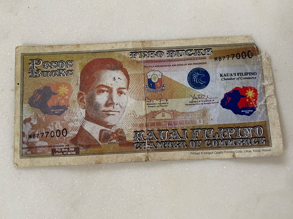 Kaua’i Filipino Pesos Bucks