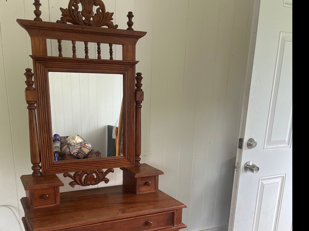 Carved Wood Vanity Desk