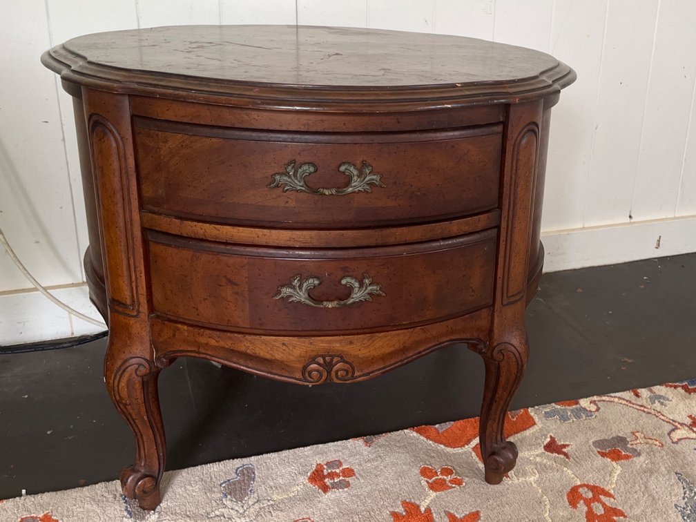 Vintage Round Wood Side Table