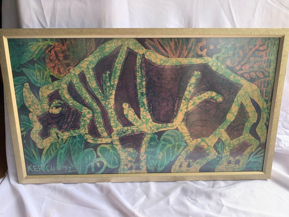 Kerch ‘72 Batik Framed Rhino Artwork