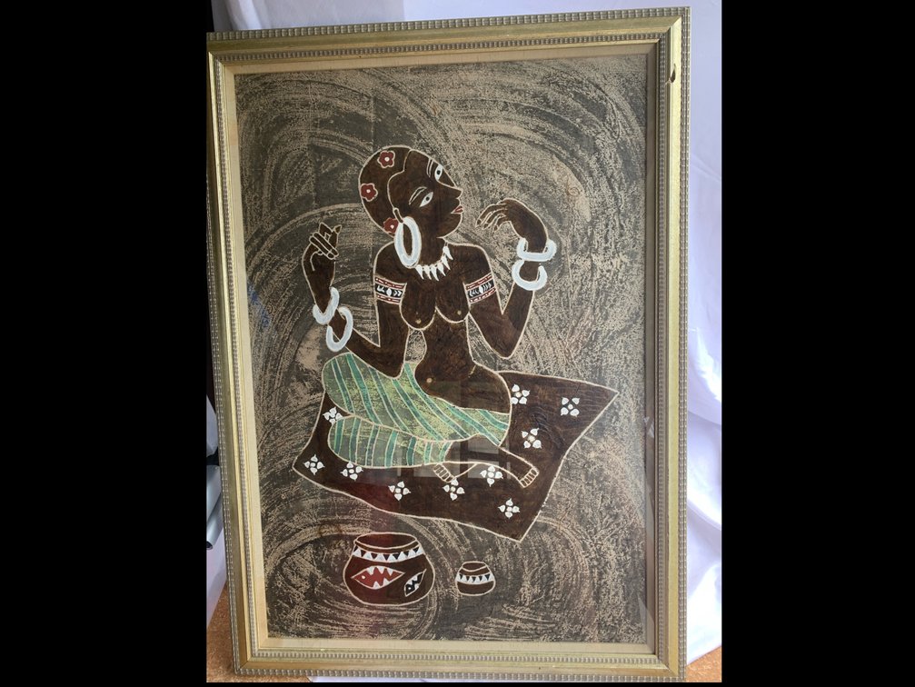 Bark Cloth Framed Artwork