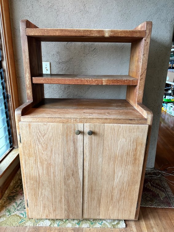 Vintage Wooden Cabinet with Shelves and Storage Drawers