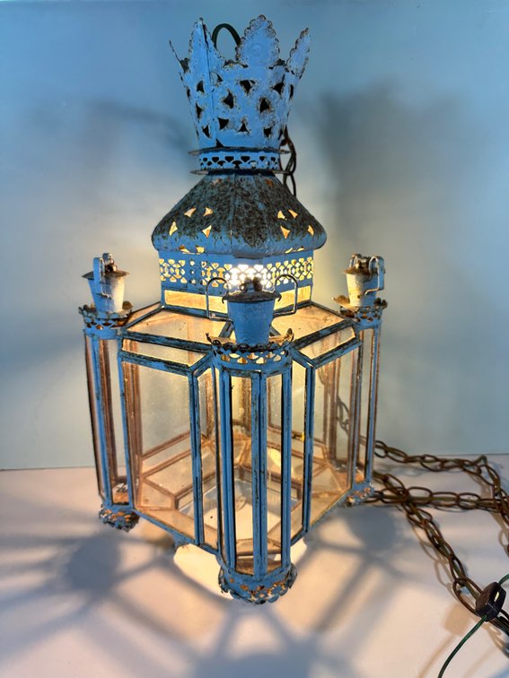 Vintage Hanging Metal Lantern Light Fixture