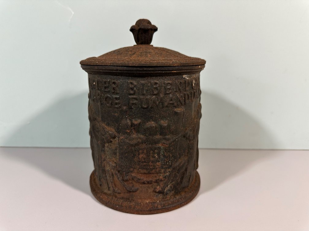 Vintage Swedish Cast Iron Jar with Lid