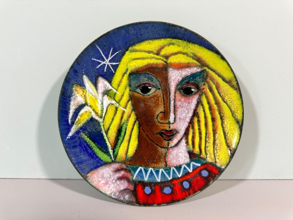 Mid-Century Modern Enamel Plate by Cantini