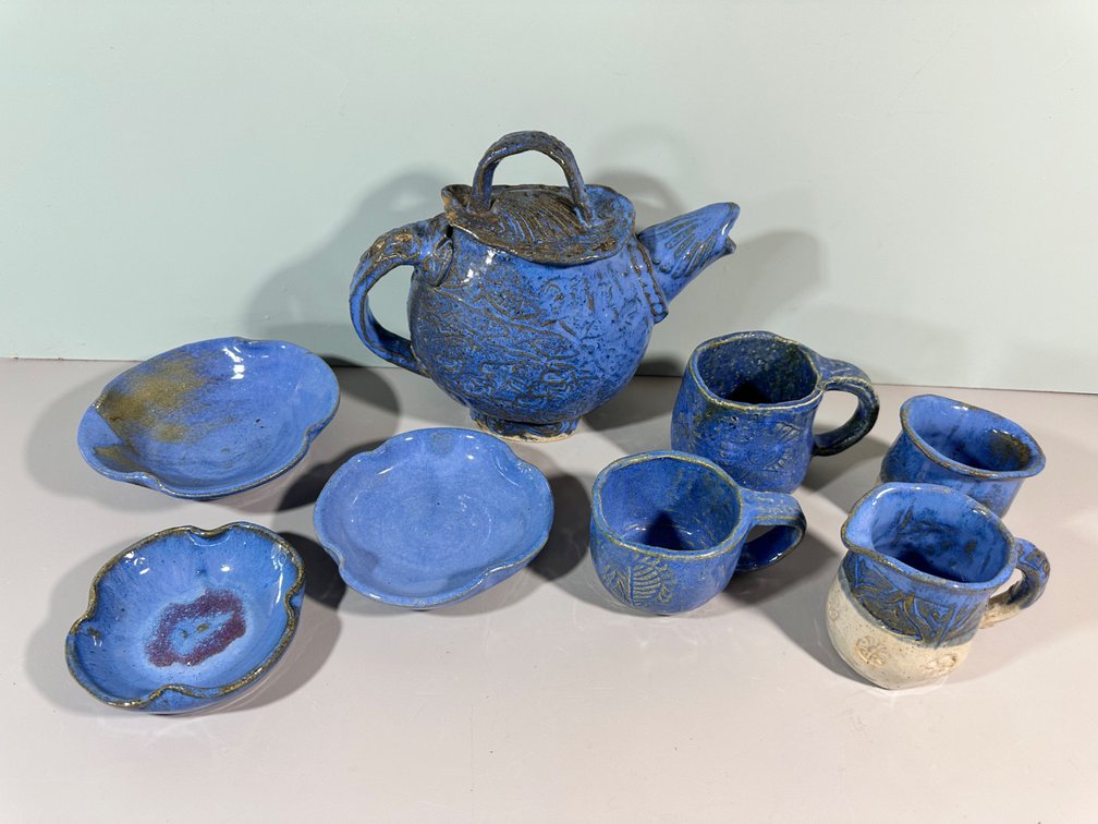 Handcrafted Blue Pottery Set