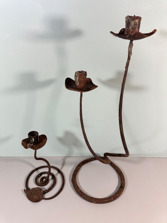 Vintage Metal Candle Holders (Set of 2)