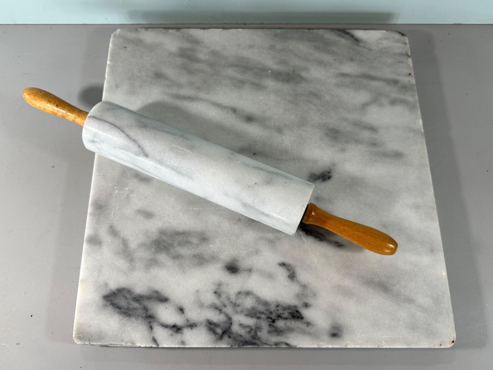 Marble Rolling Pin and Cutting Board Set