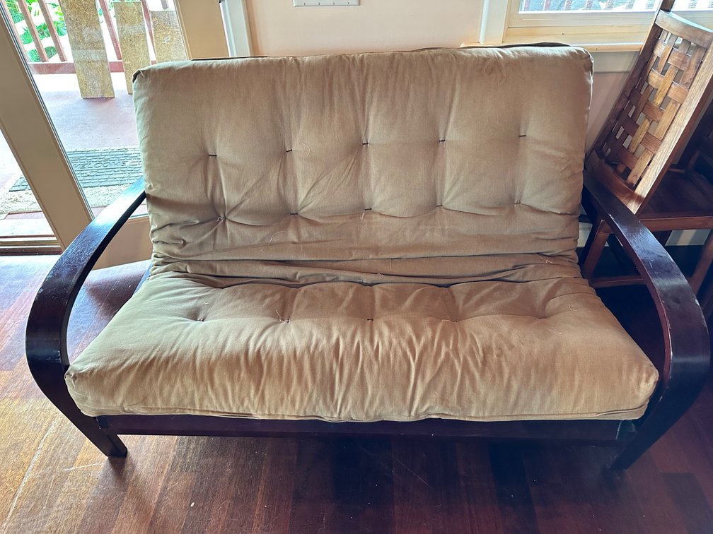 Comfortable Futon with Orange Couch Cover - 60" x 20" x 32"