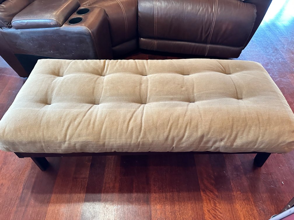 Beige Upholstered Ottoman
