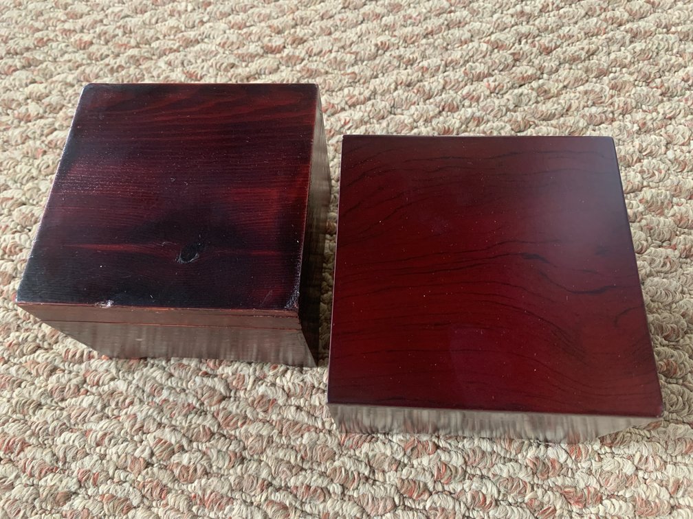 2 Small Wooden Storage Boxes Red 