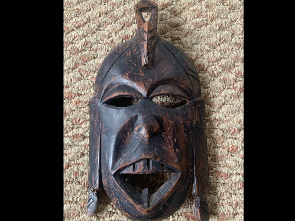 African Wood Carved Mask Wall Hanging