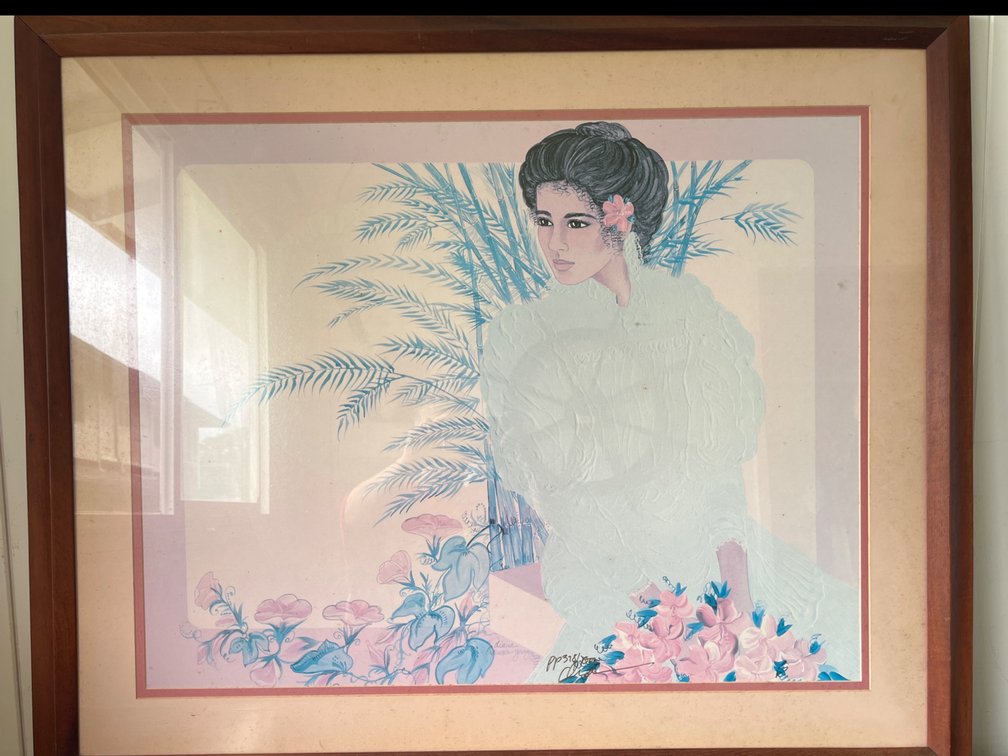 Large Vintage Wood Framed and Signed Diana Young