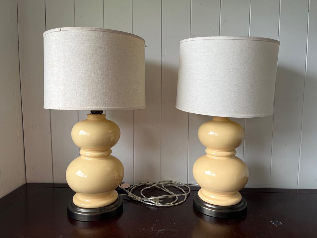 2x Yellow Pottery Barn Lamps