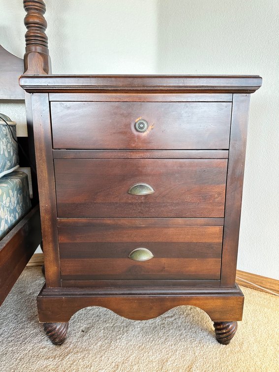 Elegant Solid Wood Nightstand with Brass Hardware