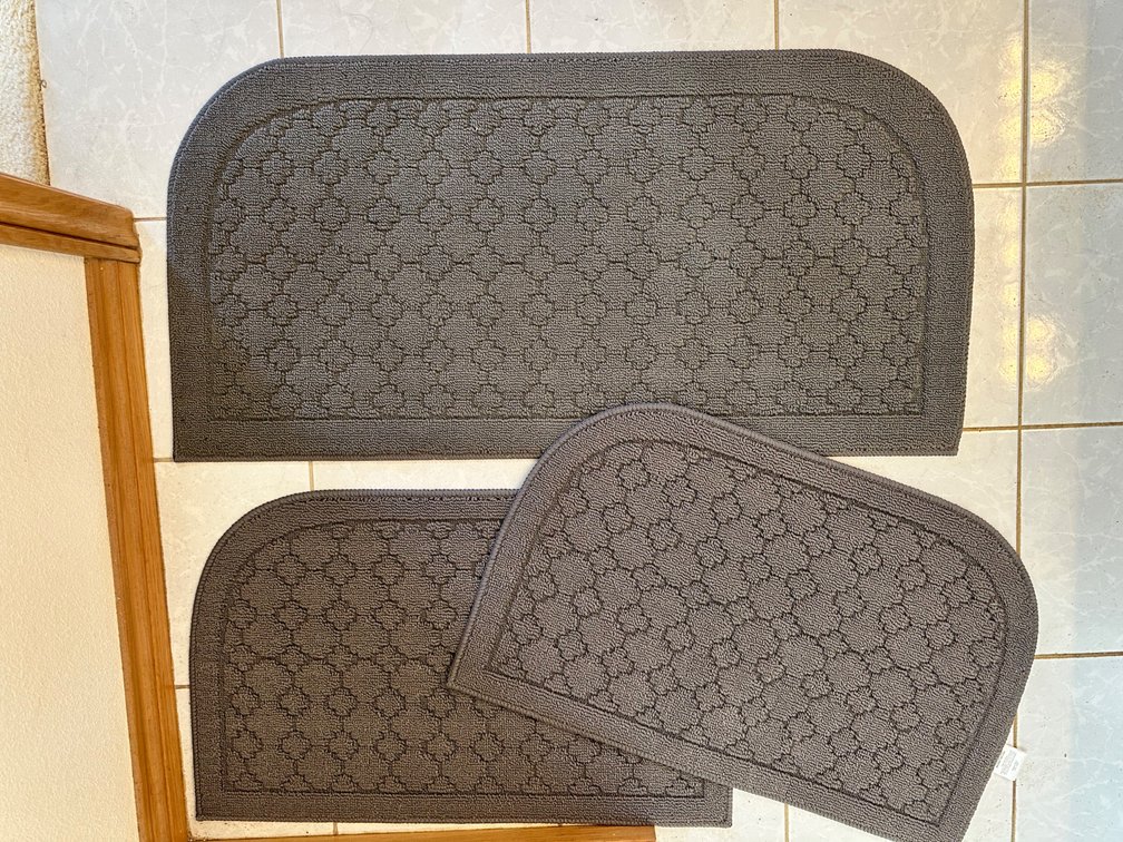 Set of Three Coordinated Gray Anti-Slip Mats
