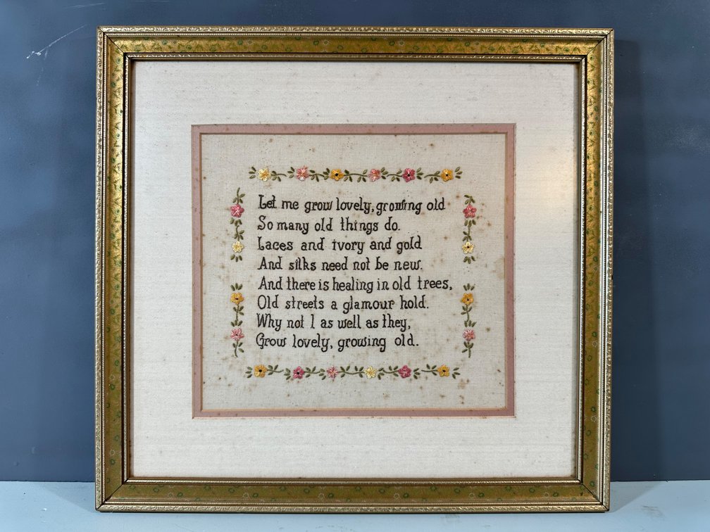Vintage Style Framed Cross-Stitch Poem Artwork