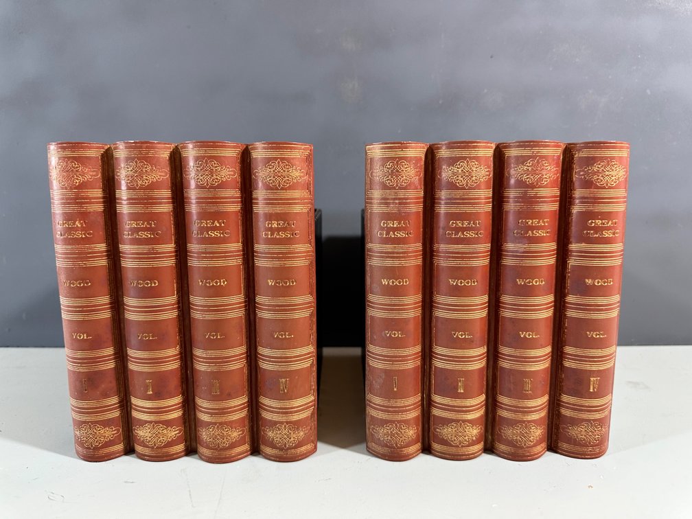 Exquisite Set of Eight Faux Book Decorative Storage Boxes 