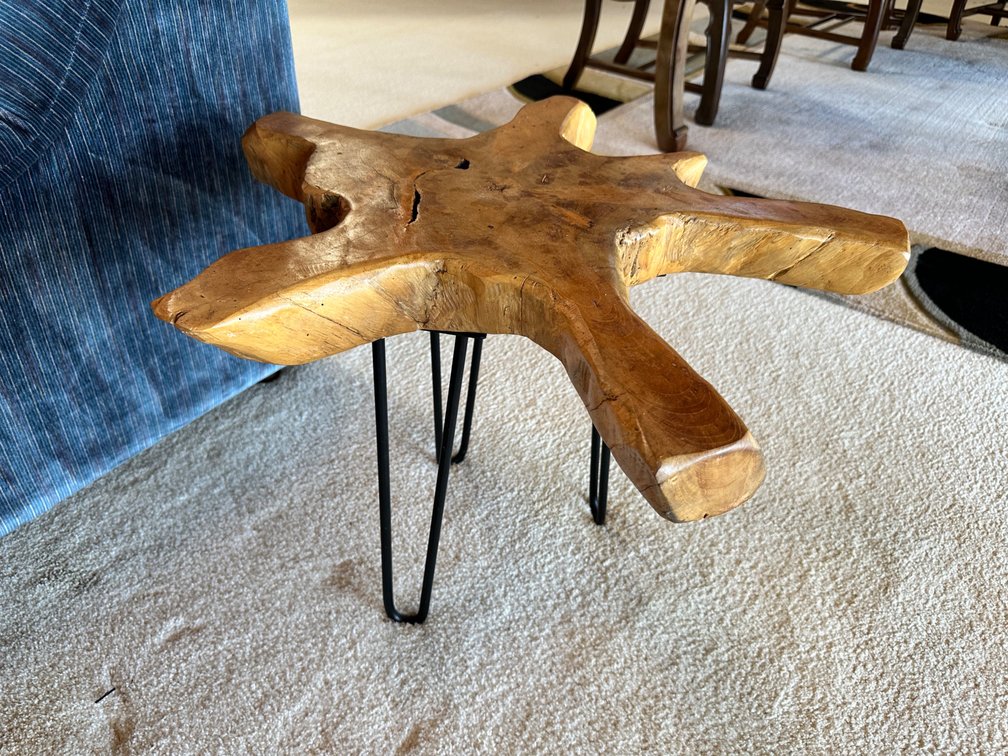 Unique Wooden Table with Sleek Metal Legs