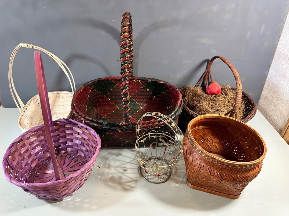 Eclectic Collection of Colored and Decorative Baskets