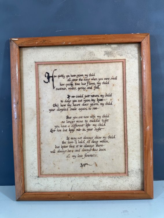 A Mother's Sentimental Poem - Framed Keepsake