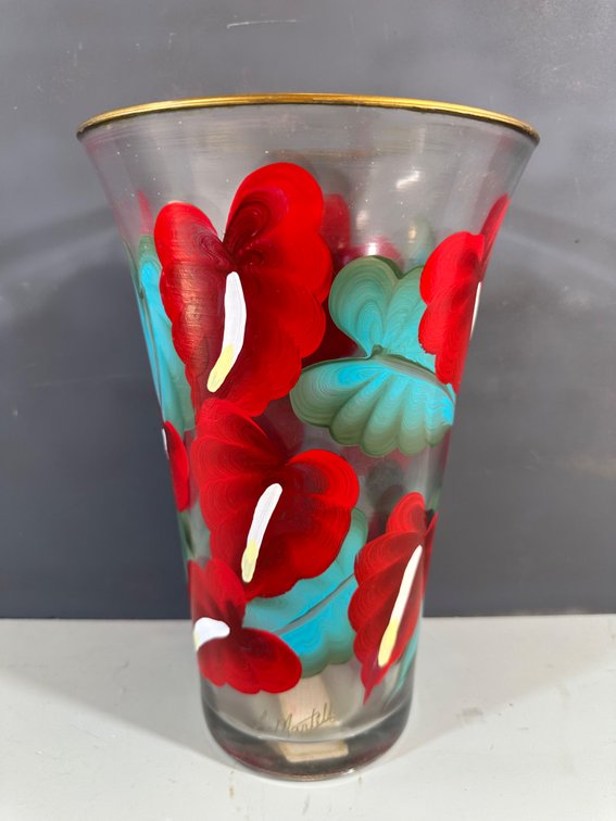 Exquisite Hand-Painted Floral Glass Vase
