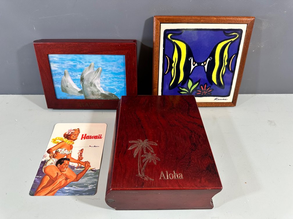 Vintage Hawaiian Memorabilia Collection - Artwork, Postcard, and Photo Albums
