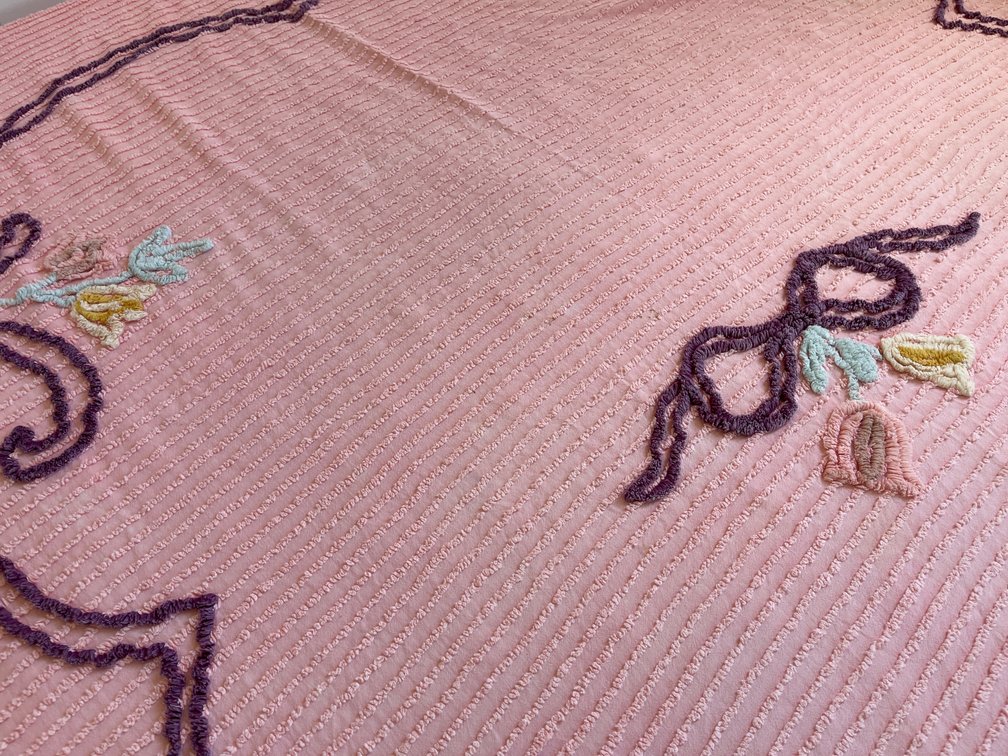 Pink Chenille Twin Bedspread