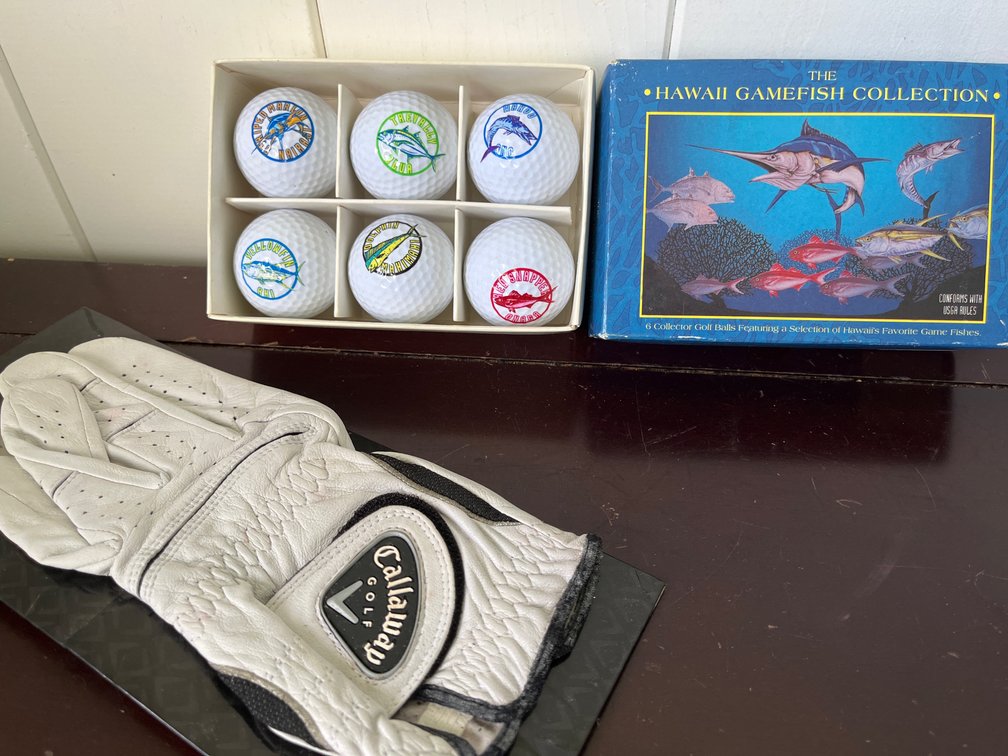 Hawaii Gamefish Golfballs and Callaway glove