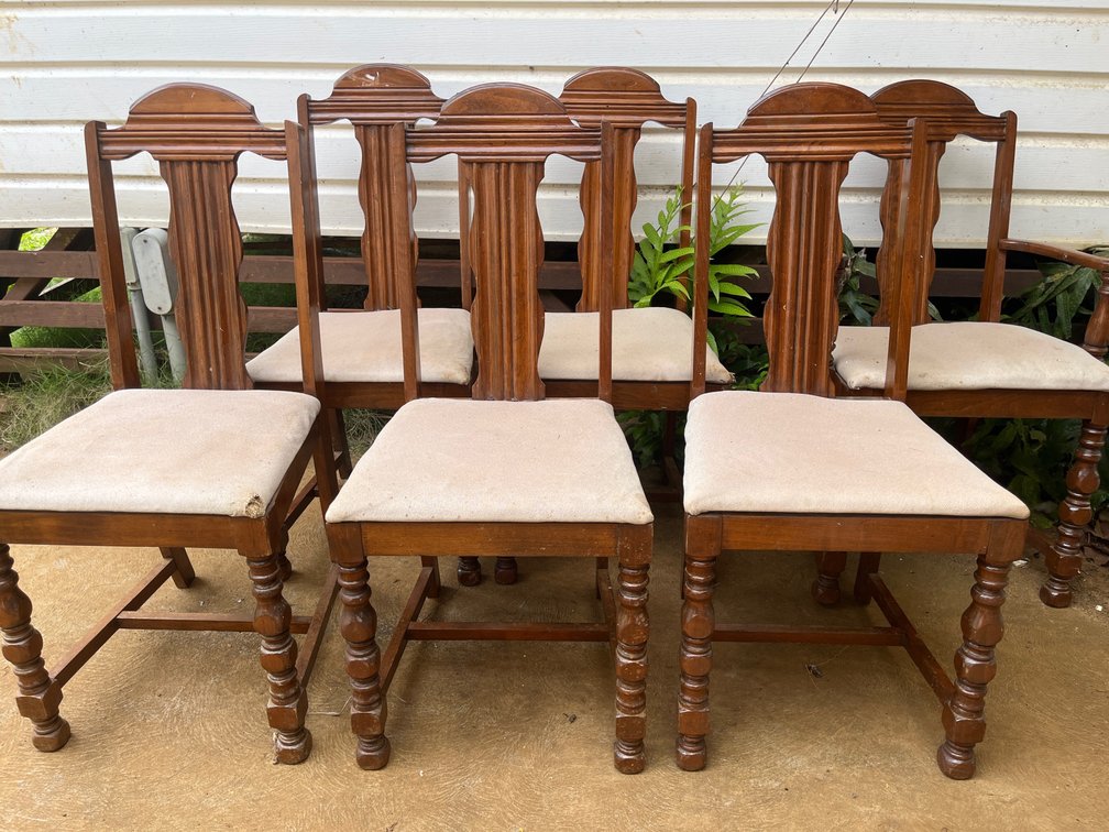 6 Wood Vintage Dining Chairs