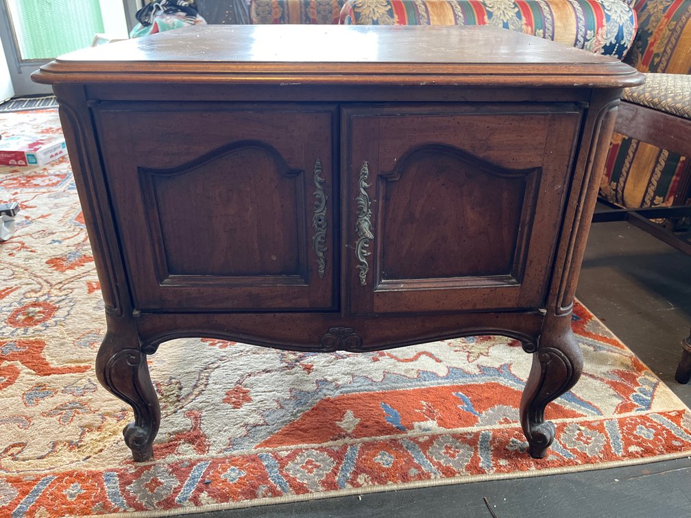 Vintage Square Wood Cabinet Table