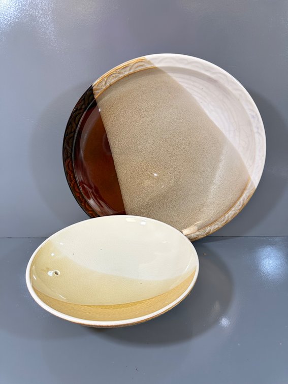 (X's 2) Ceramic Serving Bowls - Unique Glazed Designs