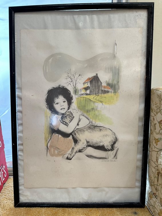 Charming Child with Dog Print Signed By Artist & Numbered 6/150 