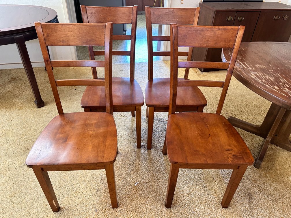 (X's 4) Solid Wood Dining Chairs - Vintage Style