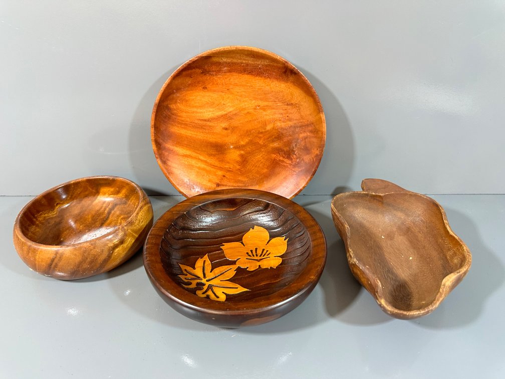 Beautiful Collection of Wooden Bowls - Featuring Marked Kamani Wood and Waikiki Woods Pieces
