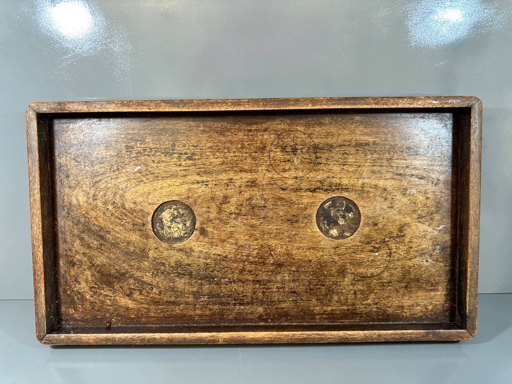 Wooden Serving Tray with Intricate Carved Border