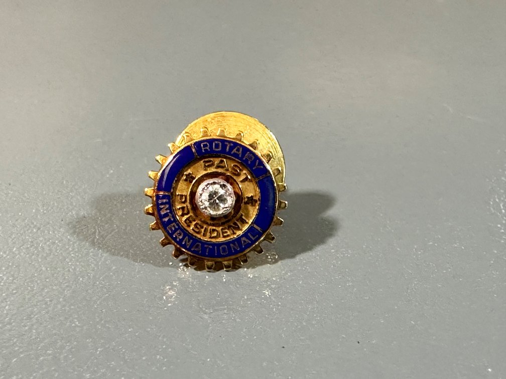 Vintage Rotary International Past President Pin with Diamond Accent