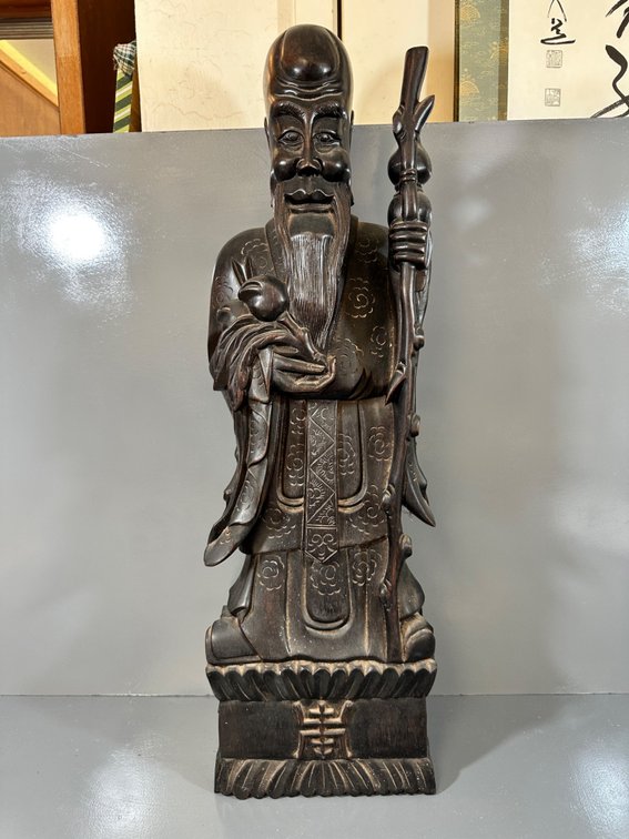 Exquisite Solid Wood Carved Statue