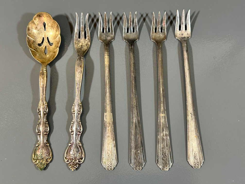 Vintage Silverplate Serving Spoon & Cocktail Fork Set - International Silver & Rogers