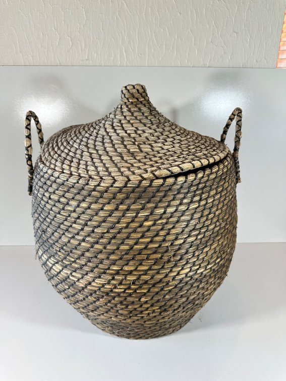 Woven Large Lidded Storage Basket